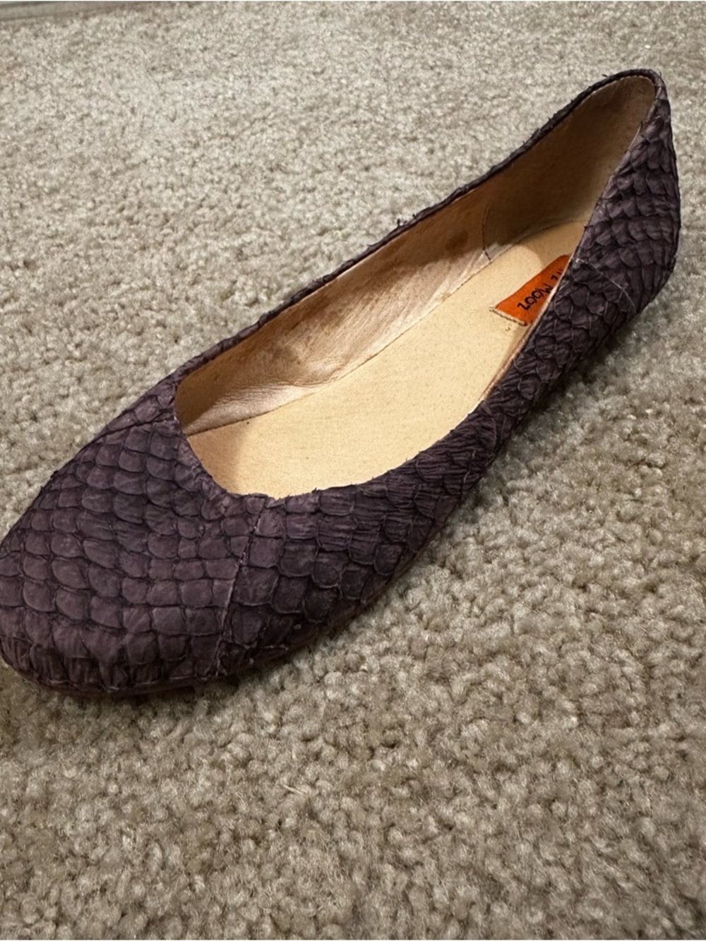 Miz Mooz Violet Leather Panther Ballet Flats Shoes Sz 9 Fish Scale Pattern - Picture 7 of 9